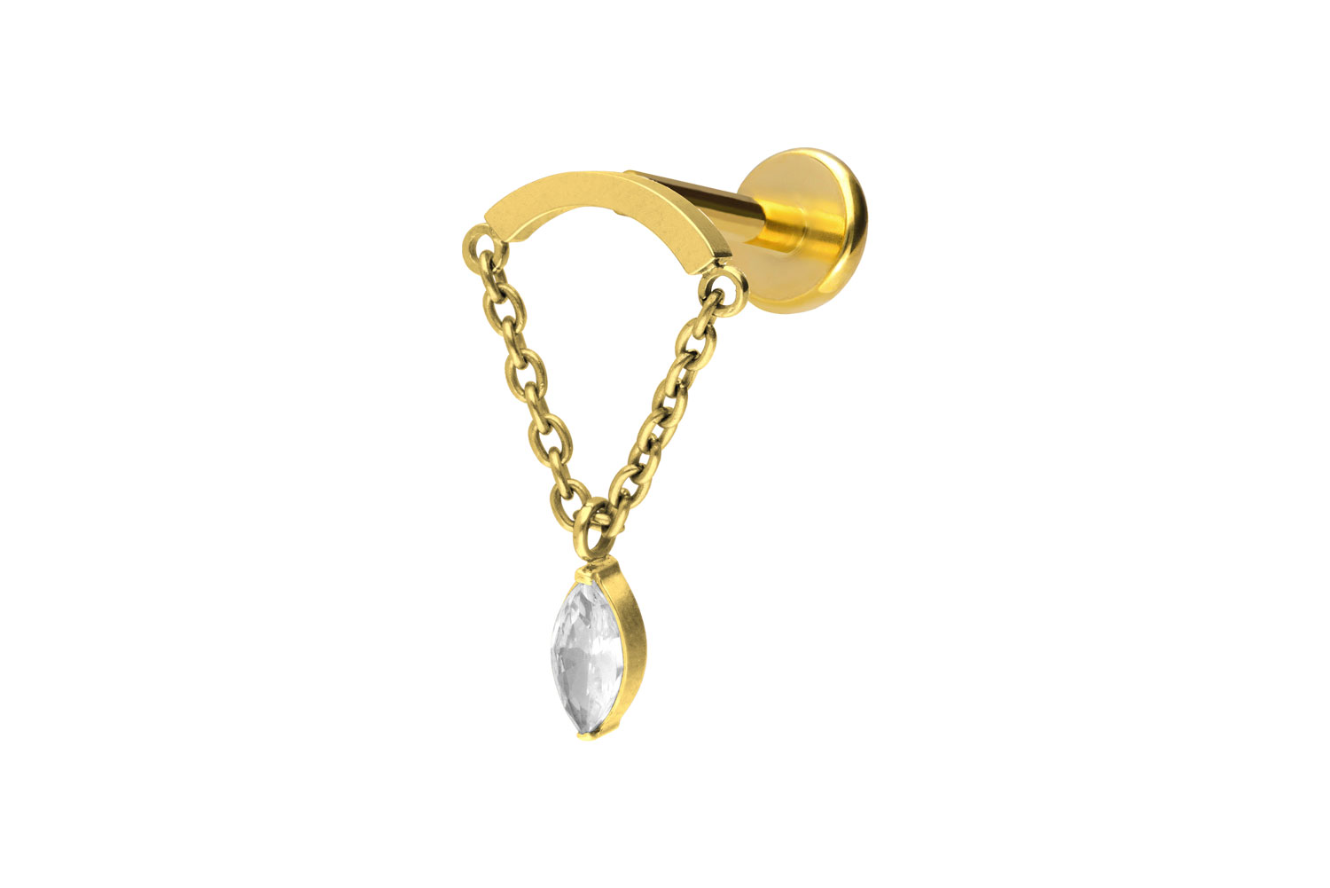 Titan Labret mit Push Fit BOGEN + KETTE + KRISTALLTROPFEN | GO = Goldfarben | 1 | 9 | 11,5 x 21 | PFT5007_[286059]